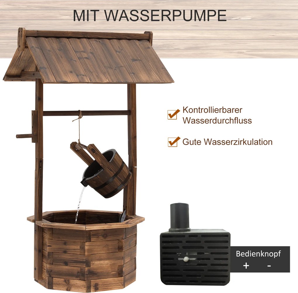 Outsunny fontanna ogrodowa fontanna ozdobna fontanna wodospad lite drewno kolor brązowy