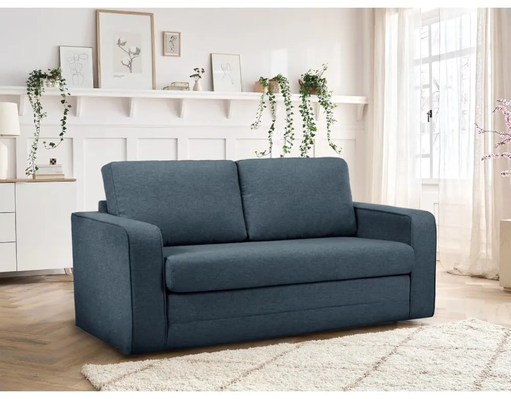 Niebieska rozkładana sofa 160 cm Come – Bobochic Paris