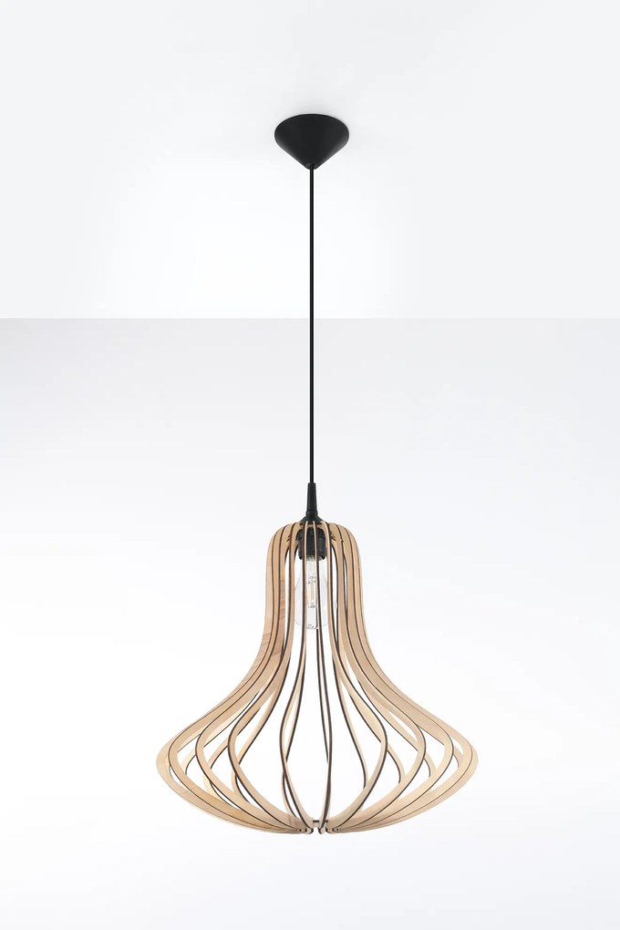 Skandynawska lampa wisząca drewniana - EX565 H3-E06