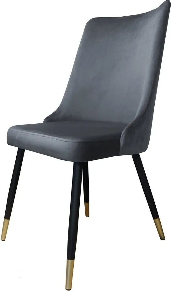 Krzesło Victor tkanina Welur noga metalowa krzesło tapicerowane premium : Kolor nogi - Czano-złota stożek, Kolor tkaniny - VELVET - BL14, Typ siedziska - Siedzisko stałe