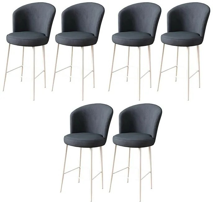 Zestaw krzeseł barowych Fora Anthracite and White,6 szt., 6 szt.