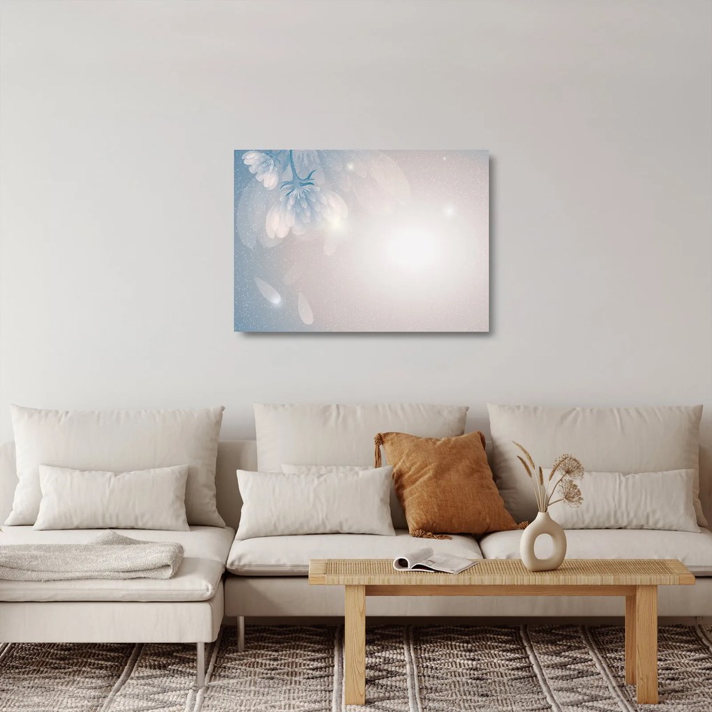 Obraz na szkle - Zaśnieżone kwiaty (70x50 cm)