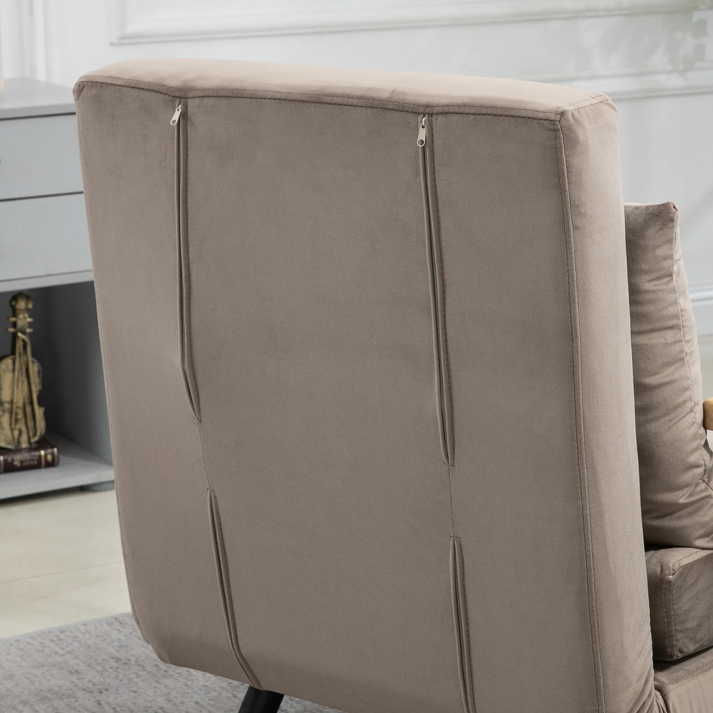 HOMCOM Rozkładany fotel łóżko dla gości z regulowanym oparciem metalowa rama do 120 kg jasnobrązowy | Aosom PL