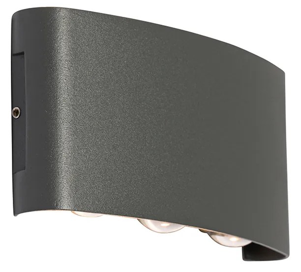 Zewnętrzna lampa ścienna ciemnoszara z LED 6-punktowa IP54 - Silly