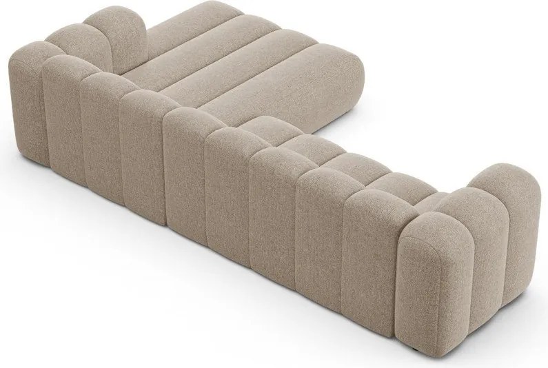 Beżowy narożnik z tkaniny szenilowej (prawostronny/z szezlongiem) Lupine – Micadoni