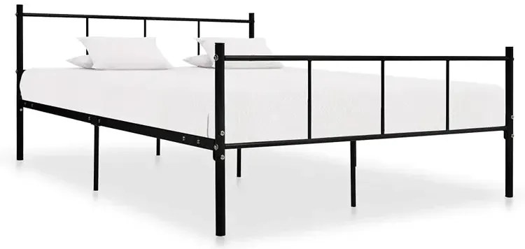 Czarne metalowe łóżko małżeńskie 140x200 cm - Kalea