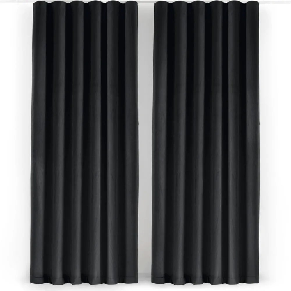 Czarna aksamitna zasłona częściowo zaciemniająca (dimout) 200x250 cm Velto – Filumi
