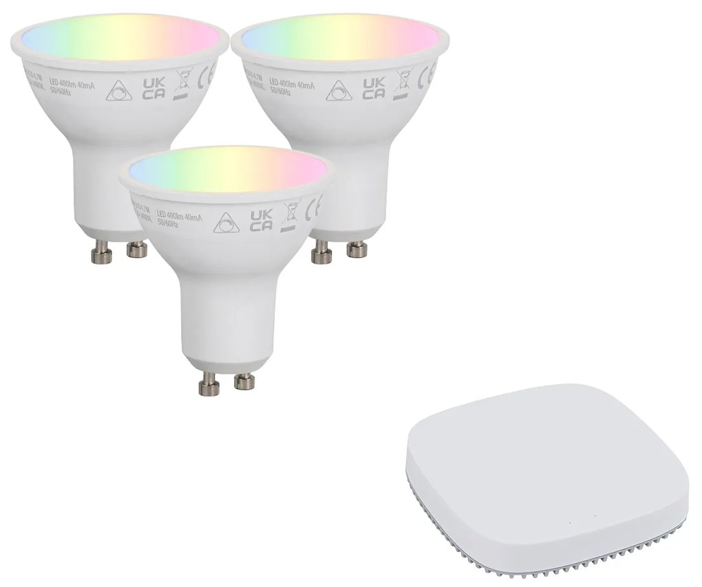Zestaw inteligentnych ściemnialnych żarówek LED GU10 4,7W 400 lm 2700K-6500K z inteligentnym hubem Zigbee