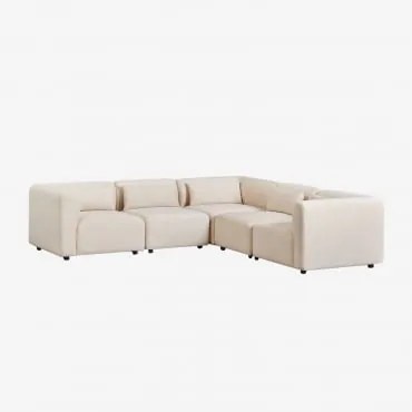 Sofa Modułowy Narożny 5-częściowy Fogler Sztruks Beż Lniany - Sklum