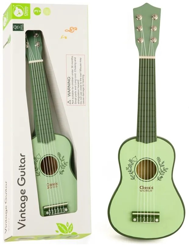 Classic world drewniana gitara vintage dla dzieci 3+