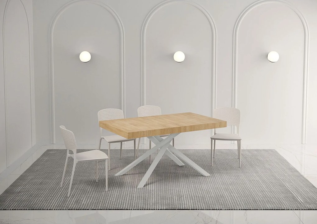 Stół rozkładany 140/244x90 cm Karida dąb naturalny nogi białe