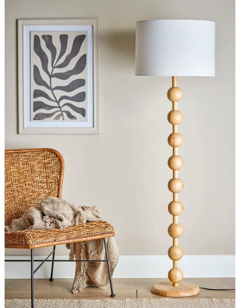 Lampa stojąca w naturalnym kolorze z tekstylnym kloszem (wysokość 154,5 cm) Giacoma – Bloomingville
