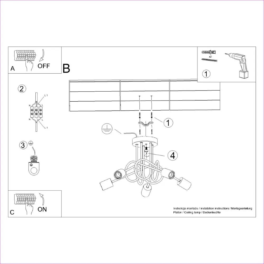 Lampa sufitowa w naturalnym kolorze 15x61 cm Tumber – Sollux