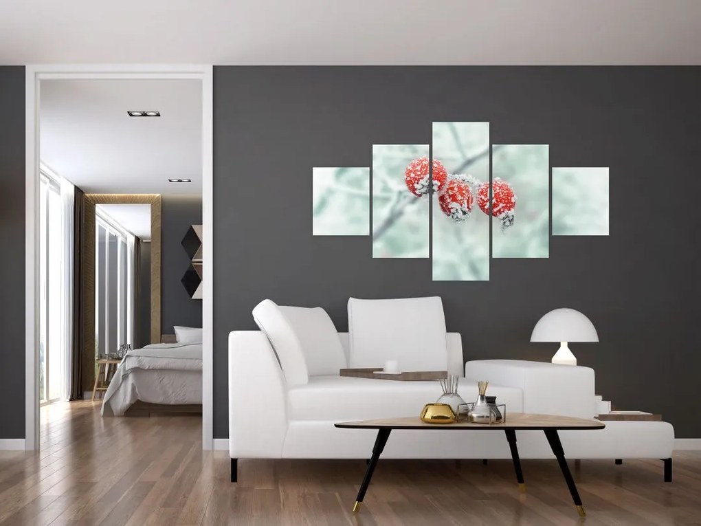 Obraz mrożonych owoców dzikiej róży (125x70 cm)