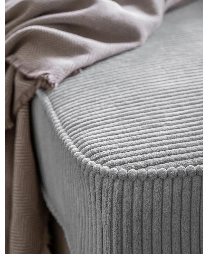 Jasnoszary sztruksowy szezlong (lewostronny) Chic Charlotte – Miuform