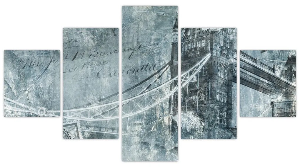 Obraz - Tower Bridge w chłodnych odcieniach (125x70 cm)