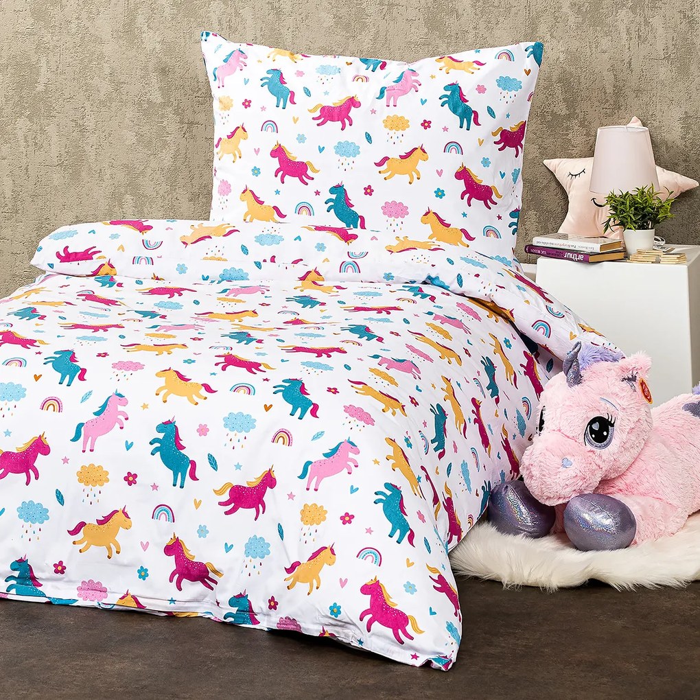 4Home Dziecięca pościel bawełniana Unicorn, 140 x 200 cm, 70 x 90 cm