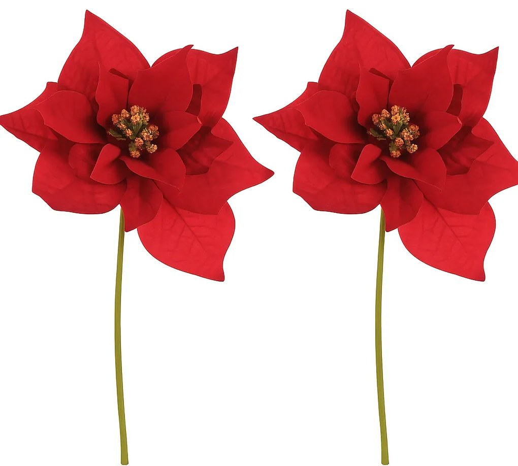 Zestaw poinsecji kwiat na łodydze, 2 szt., czerwony, 32 cm