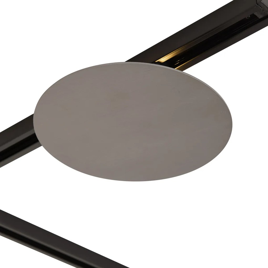 Nowoczesny system szynowy czarny z 3 lampami wiszącymi i 2 lampami sufitowymi w kolorze metalu 1-fazowy - Iconic Lloyd Pulley