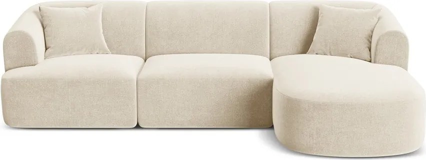 Beżowy aksamitny narożnik (prawostronny/z szezlongiem) Campi – Cosmopolitan Design