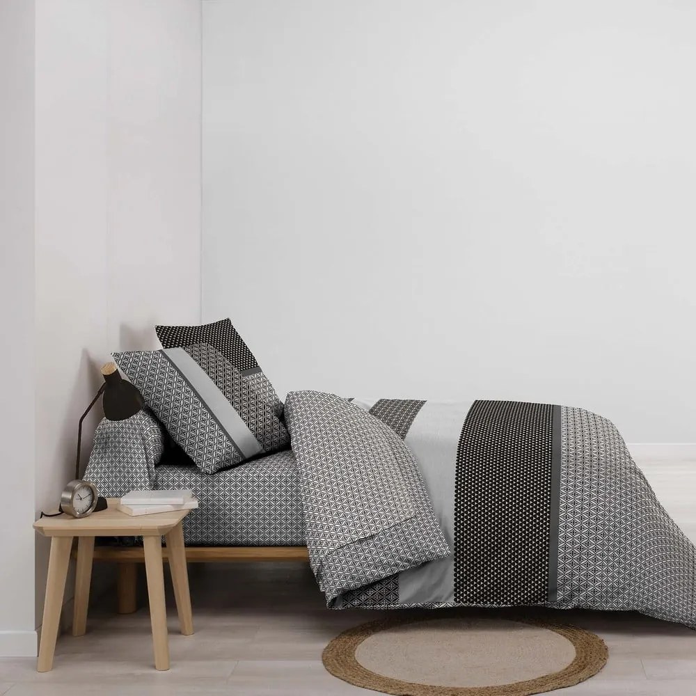 Czarno-biała bawełniana pościel dwuosobowa z prześcieradłem/6-częściowa 240x220 cm Meiko – douceur d'intérieur