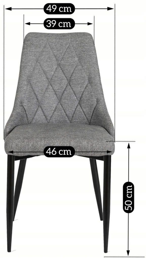 Krzesło Tapicerowane do Salonu CORK 2 Szare Nowoczesne Loft