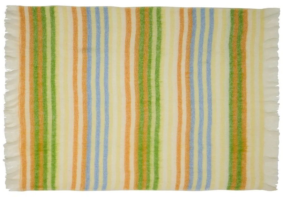 Żółty/zielony koc z mieszanki wełny 140x200 cm Loom – Hübsch