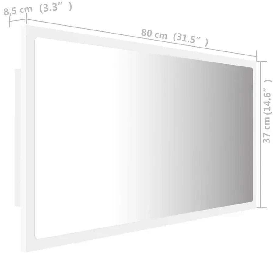 Wiszące Lustro Led W Białej Ramie F6-S16