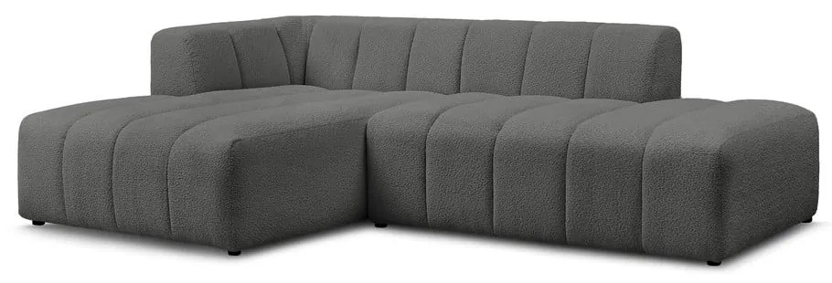 Ciemnoszary narożnik z materiału bouclé (lewostronny/z szezlongiem) Annecy – Bobochic Paris