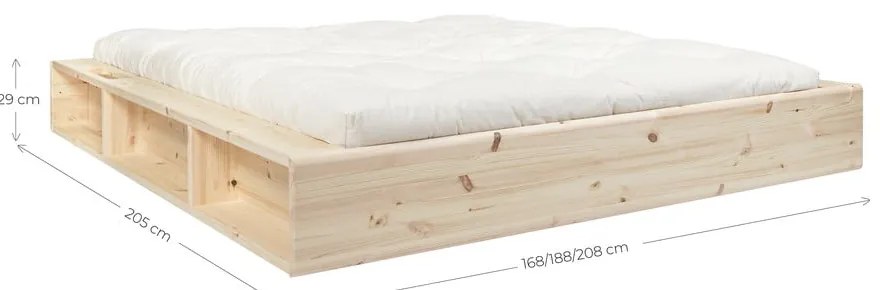 Czarne łóżko dwuosobowe z litego drewna ze schowkiem Karup Design Ziggy, 140 x 200 cm