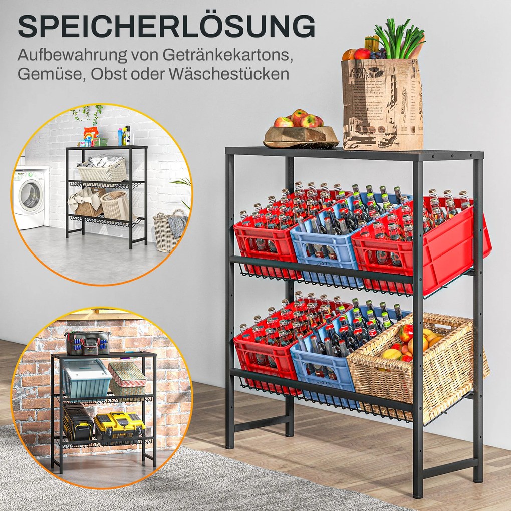 HOMCOM Regał magazynowy, regulowana wysokość, solidna metalowa konstrukcja, design oszczędzający miejsce, udźwig 210 kg, czarny