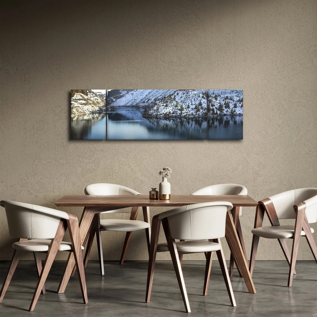 Obraz - zimowy krajobraz z jeziorem (170x50 cm)