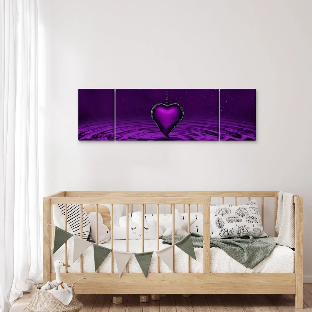 Obraz fioletowego serca (170x50 cm)