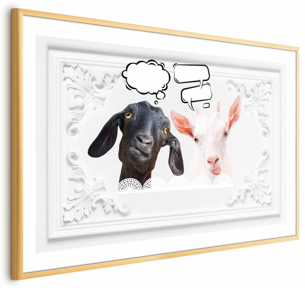 Plakat Śmieszne kozy 42x29,7 cm z ramą złotą bez marginesu ARTGEIST B