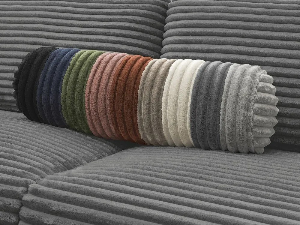 Ciemnoszara sztruksowa rozkładana sofa do spania 220 cm Hugo – Bobochic Paris