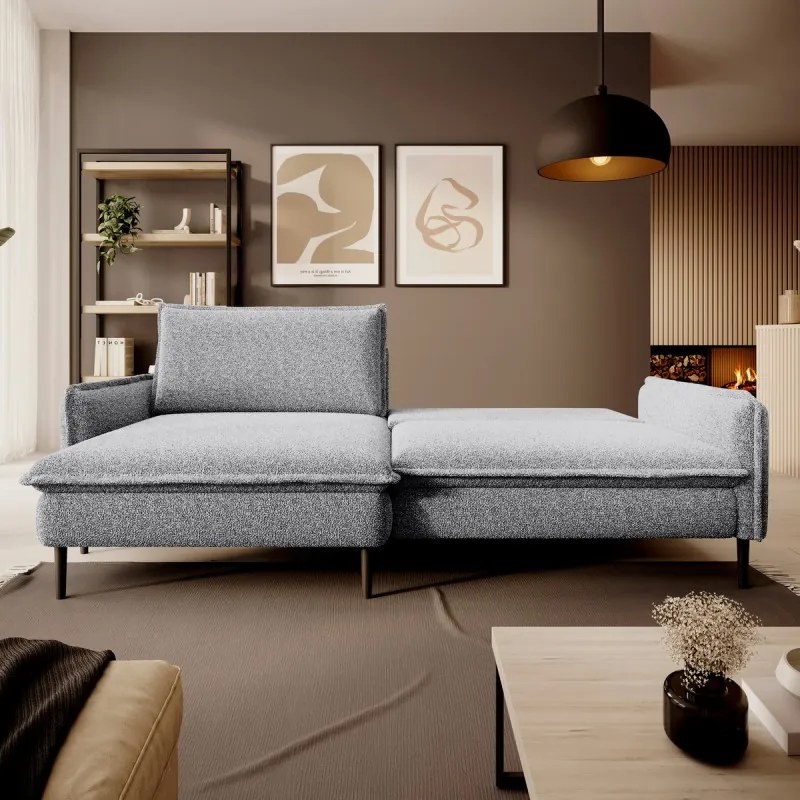 Narożnik GLOSSY z funkcją spania zestaw z poduszkami WERSAL