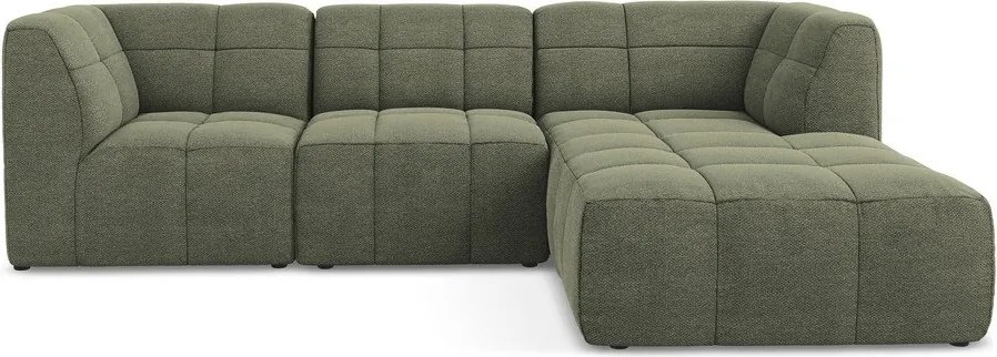 Zielony narożnik z materiału bouclé (prawostronny/z szezlongiem) Aloha – Makamii