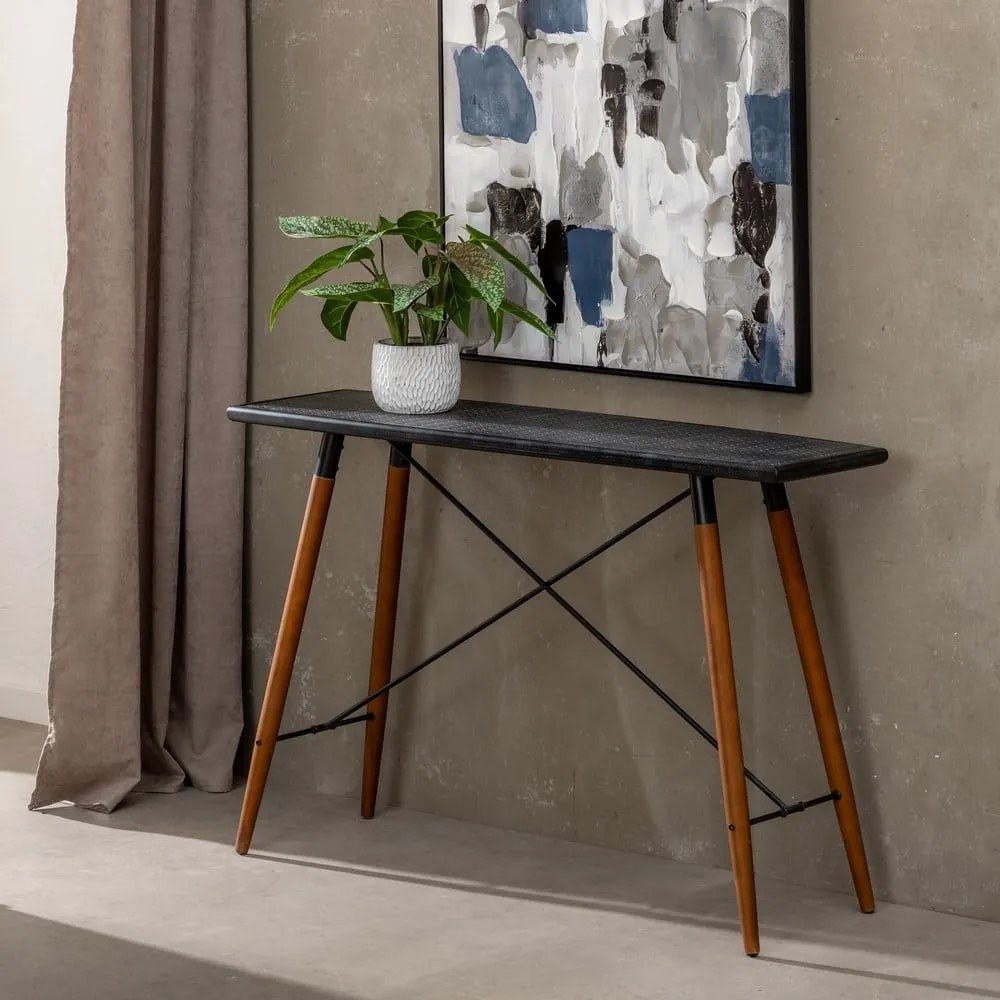 Czarna metalowa konsola 38x120 cm Oslo – Ixia