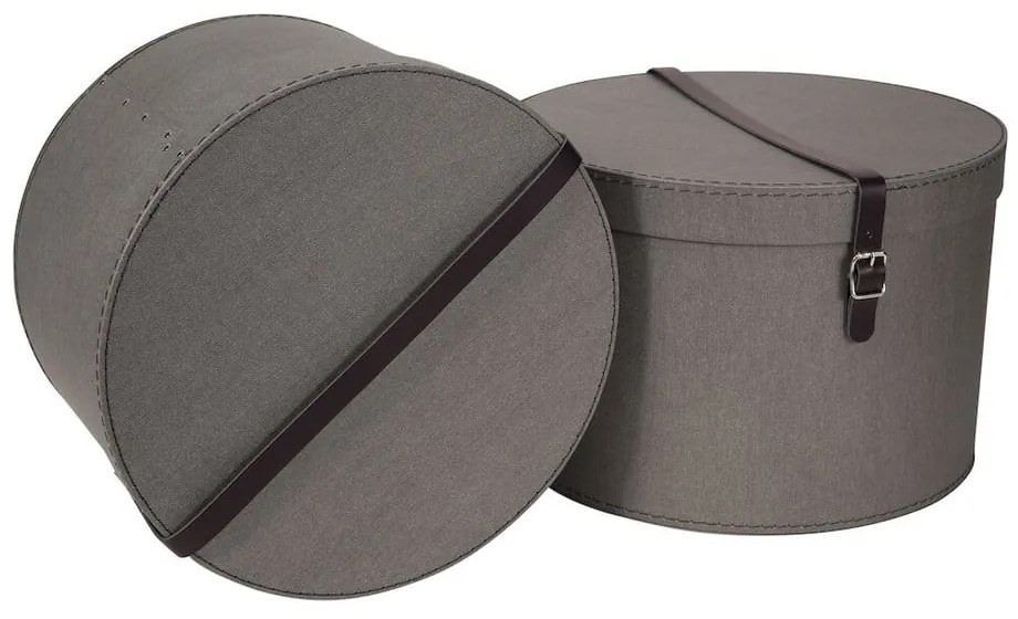 Szare kartonowe pojemniki zestaw 2 szt. z pokrywką ø 37,5x25,5 cm Rut Canvas Paper Laminate – Bigso