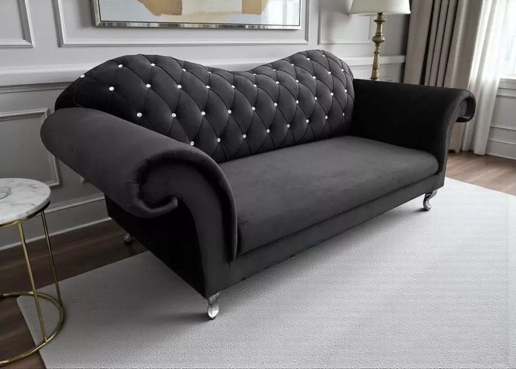 Elegancka tapicerowana sofa Vera z pikowanym oparciem