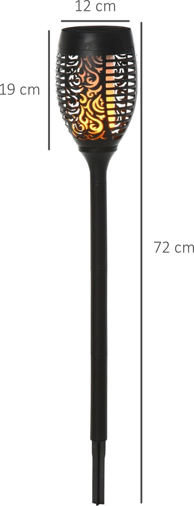 Lampa solarna Outsunny, zestaw 4 lamp do ogrodu, 6–8 godzin światła, IP44, wodoodporna