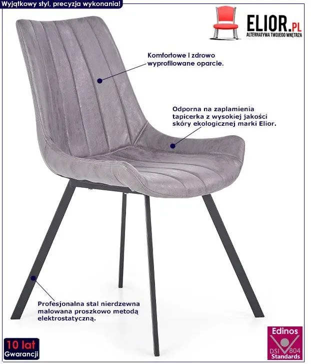 Popielate metalowe krzesło industrialne N5-B23