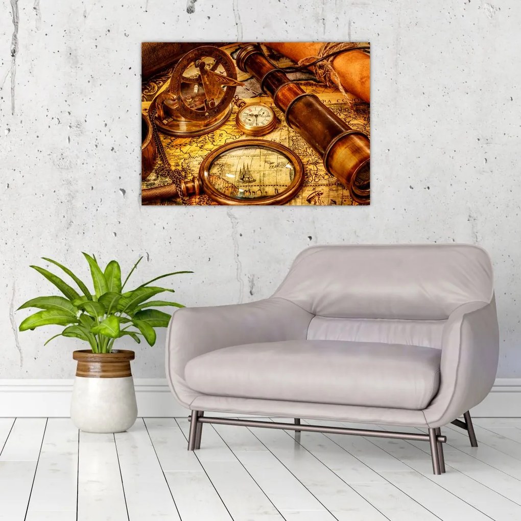 Obraz na szkle - Historyczne narzędzia marynarzy (70x50 cm)