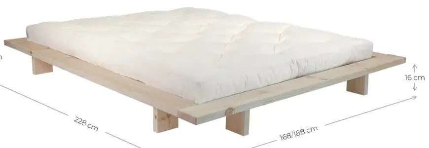 Łóżko dwuosobowe z litego drewna sosnowego ze stelażem 160x200 cm Japan – Karup Design