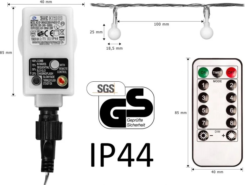 Imprezowe oświetlenie - 5 m, 50 LED, ciepła biel + pilot
