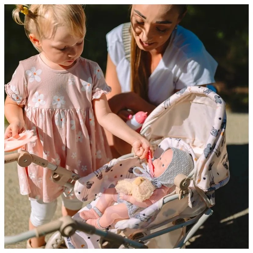 Woopie royal lalka bobas 36 cm w ubranku z misiem akcesoria do karmienia