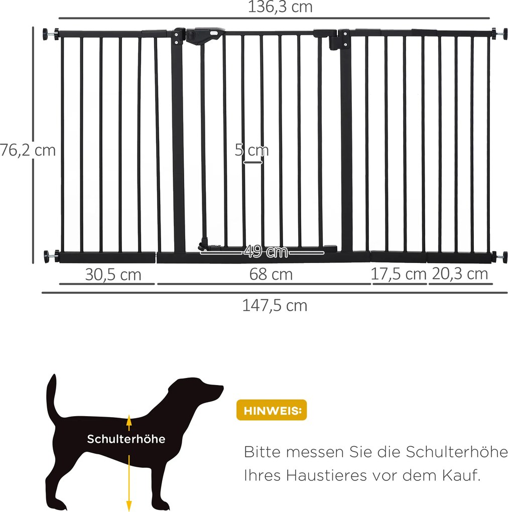 PawHut barierka ochronna dla zwierząt regulowana do domu i mieszkania 136x76 cm | Aosom PL
