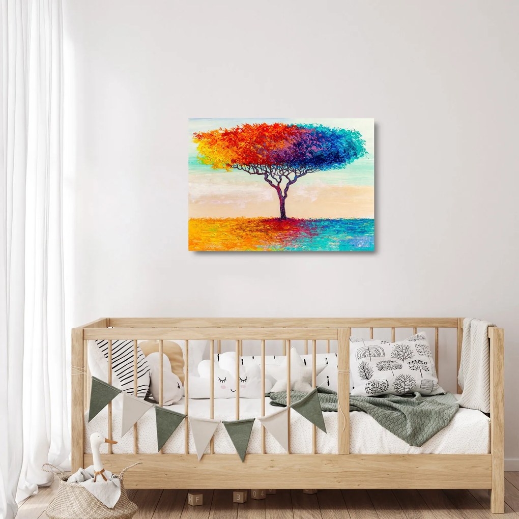 Obraz na szkle malowanego drzewa (70x50 cm)