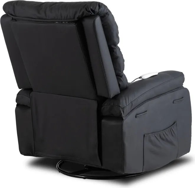 Fotel Masujący BRUCE Rozkładany Czarny Ekoskóra Nowoczesny