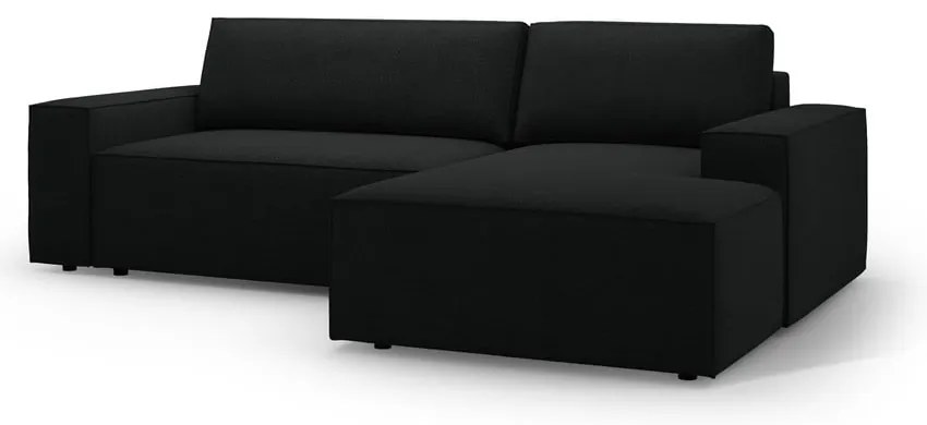 Czarny rozkładany narożnik z materiału bouclé (prawostronny) Jodie – Micadoni Home